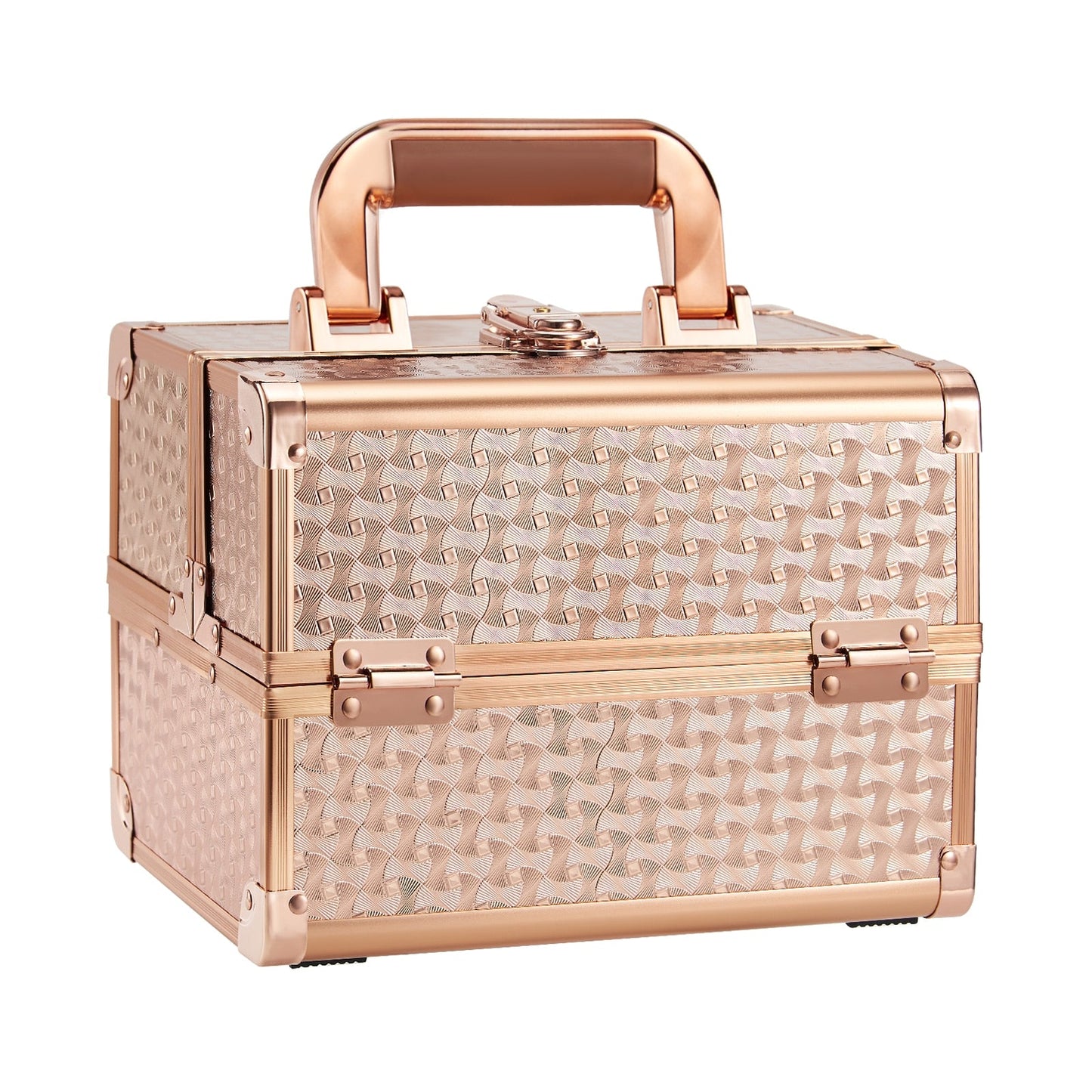 Portable Makeup Case with Mirror 2 Trays Make-up Suitcase Travel