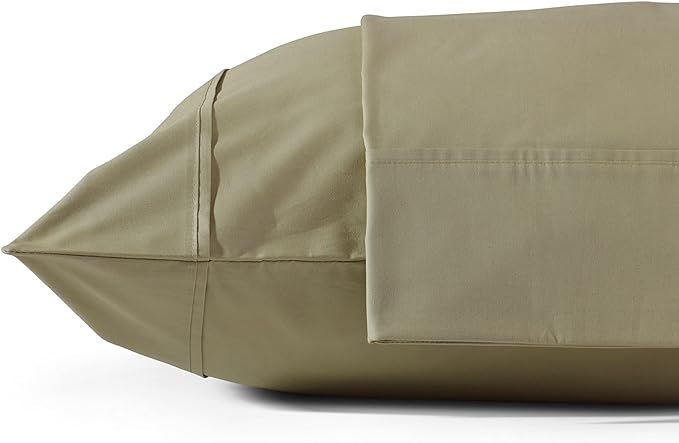 100% Cotton Percale Pillowcases Queen Size, White, 2 Pieces of Pillow Case, Crisp