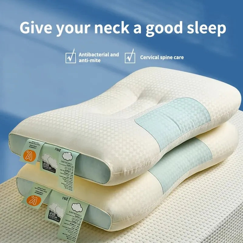 Two-tone Patchwork Sleeping Pillow Core Cervical Pillow Star Hotel Fiber Pillow Core Sleep Pillow Cutesliving Store