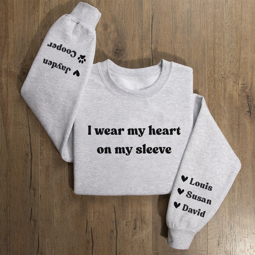 Hearts On Sleeve - Personalized Custom Sweatshirt