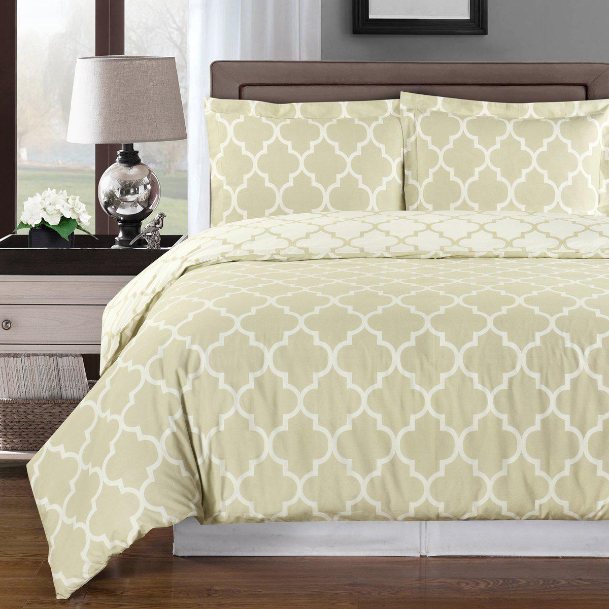 Duvet Cover Set - Meridian-Royal Tradition-Twin/Twin XL-Beige/Ivory-Egyptian Linens