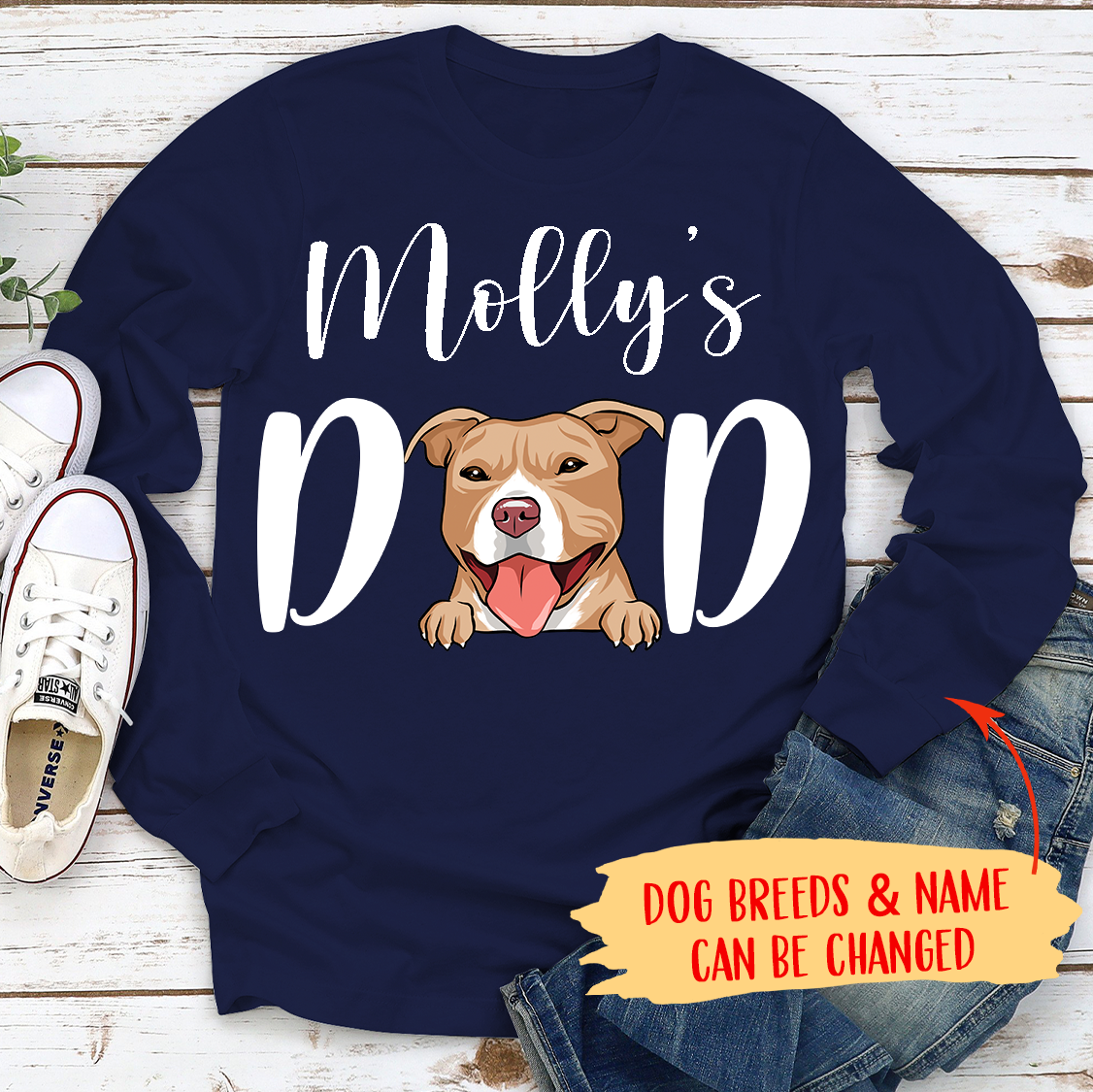 Dog Mom/Dad - Personalized Custom Unisex Long Sleeve T-shirt (white text)