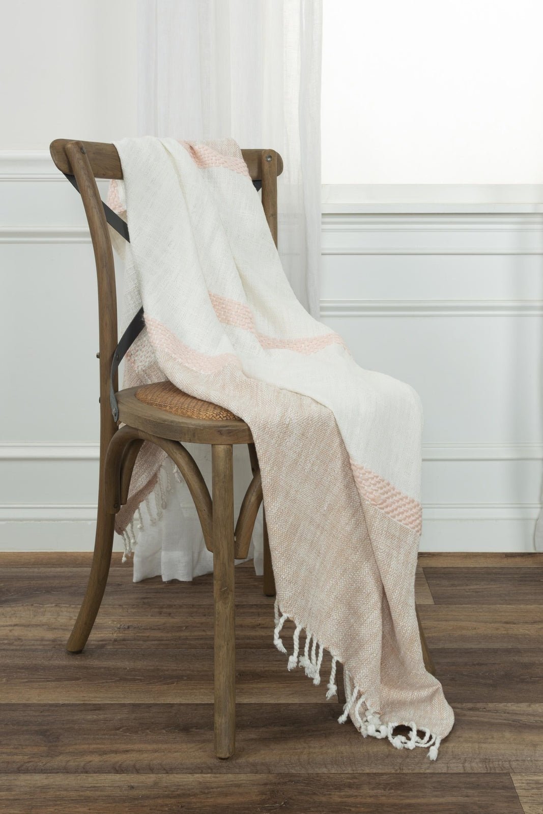 Hand loomed Color Block With Stripe 95% Cotton/5% Acrylic (hand stitching) Throw - Pier 1