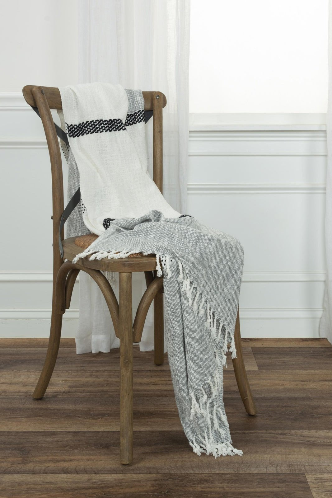 Hand loomed Color Block With Stripe 95% Cotton/5% Acrylic (hand stitching) Throw - Pier 1