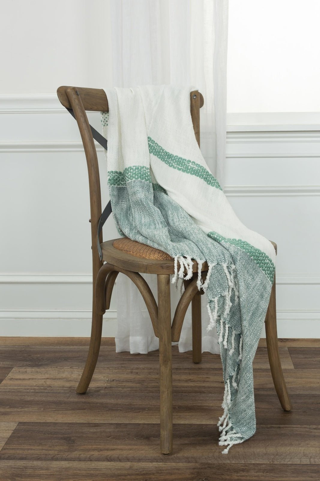 Hand loomed Color Block With Stripe 95% Cotton/5% Acrylic (hand stitching) Throw - Pier 1
