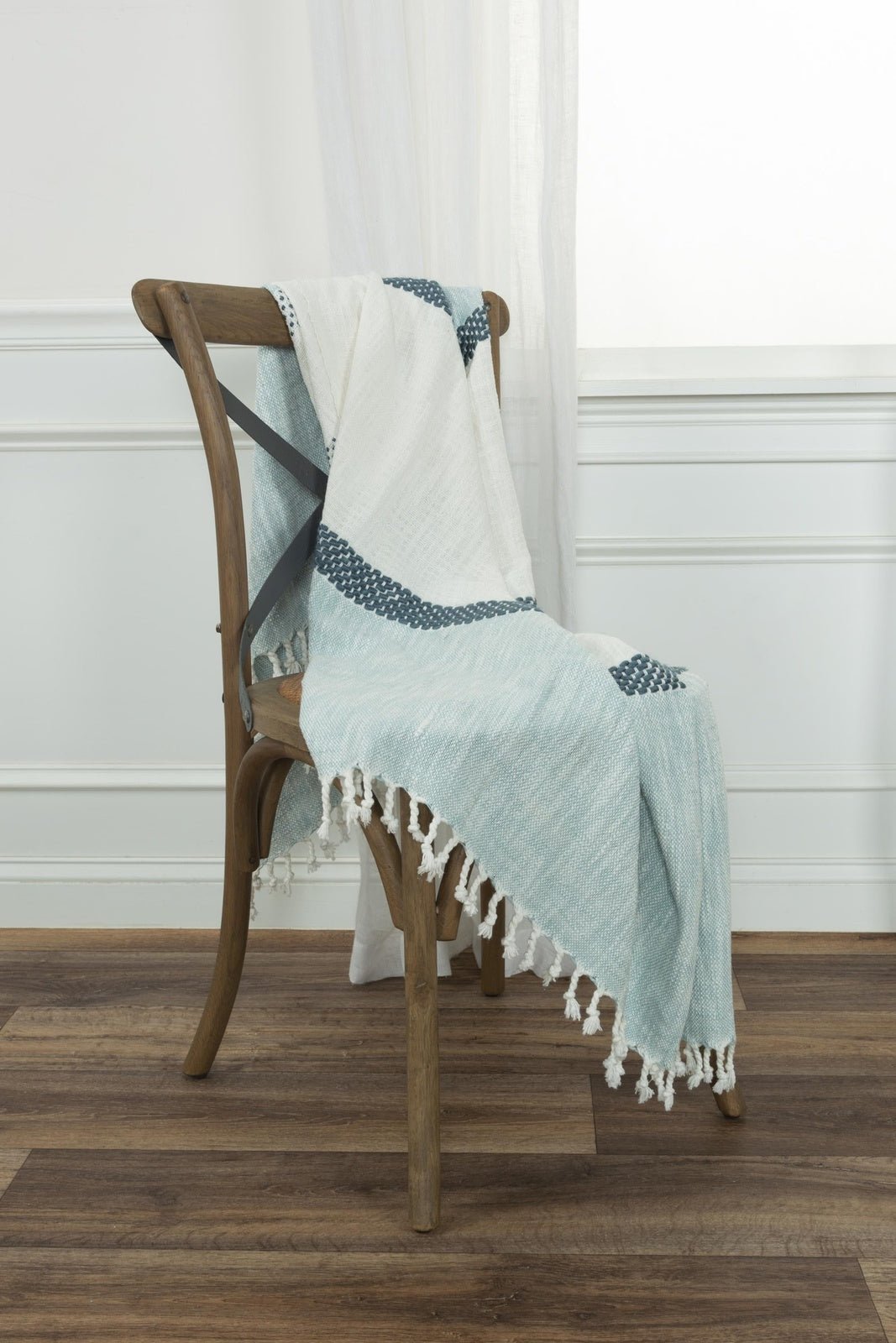 Hand loomed Color Block With Stripe 95% Cotton/5% Acrylic (hand stitching) Throw - Pier 1