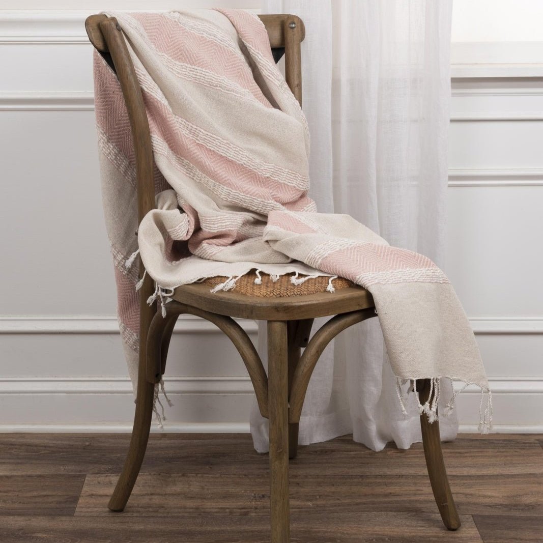 Hand loomed Stripe And Chevron 90% Cotton/10% Acrylic Throw - Pier 1