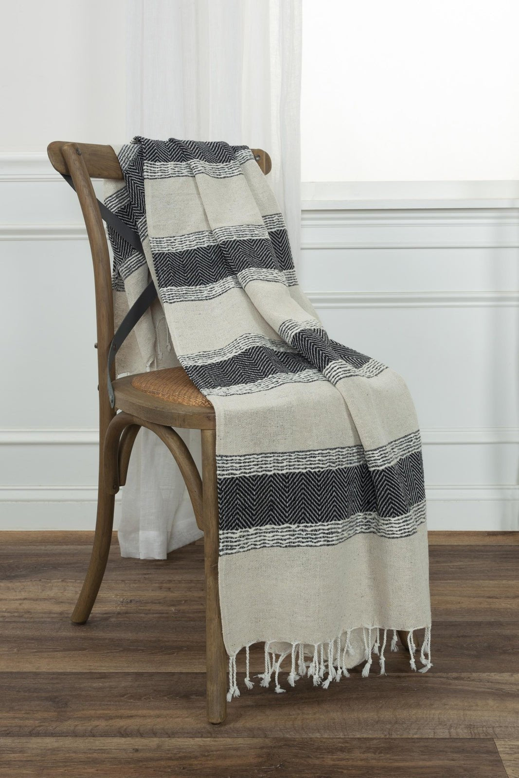 Hand loomed Stripe And Chevron 90% Cotton/10% Acrylic Throw - Pier 1