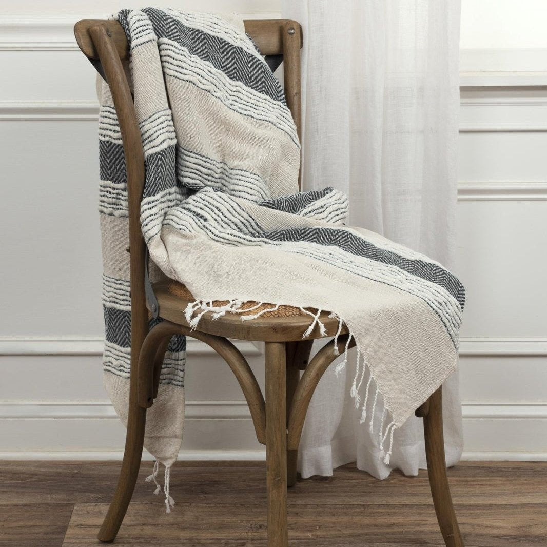 Hand loomed Stripe And Chevron 90% Cotton/10% Acrylic Throw - Pier 1