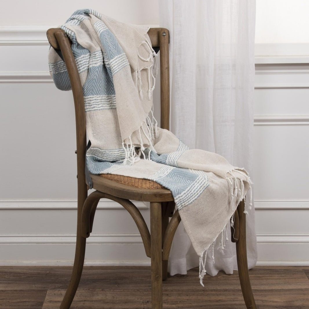 Hand loomed Stripe And Chevron 90% Cotton/10% Acrylic Throw - Pier 1