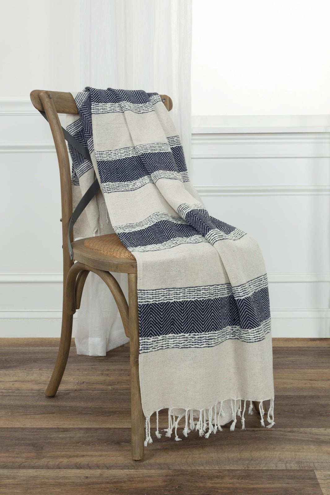 Hand loomed Stripe And Chevron 90% Cotton/10% Acrylic Throw - Pier 1