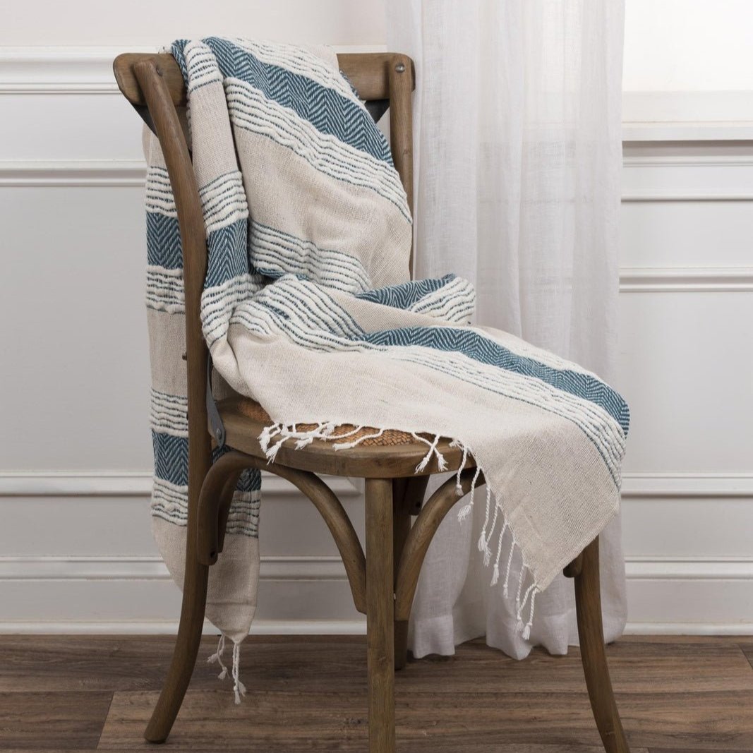 Hand loomed Stripe And Chevron 90% Cotton/10% Acrylic Throw - Pier 1