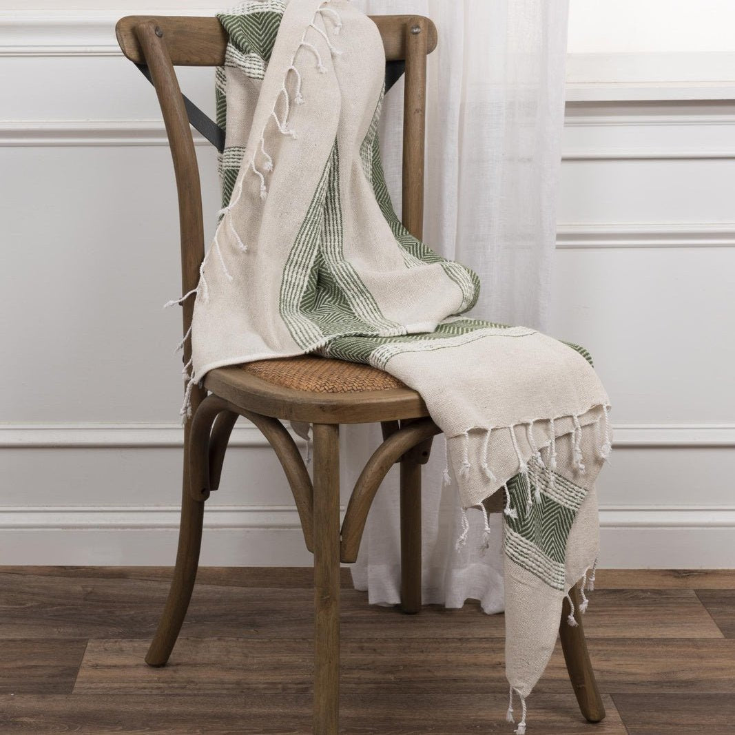 Hand loomed Stripe And Chevron 90% Cotton/10% Acrylic Throw - Pier 1