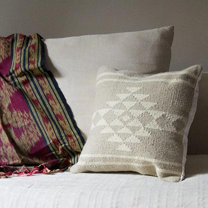 Neutral Sahara Wool Throw Pillow Cover