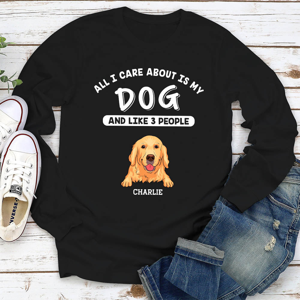 Dog And 3 People - Personalized Custom Long Sleeve T-shirt
