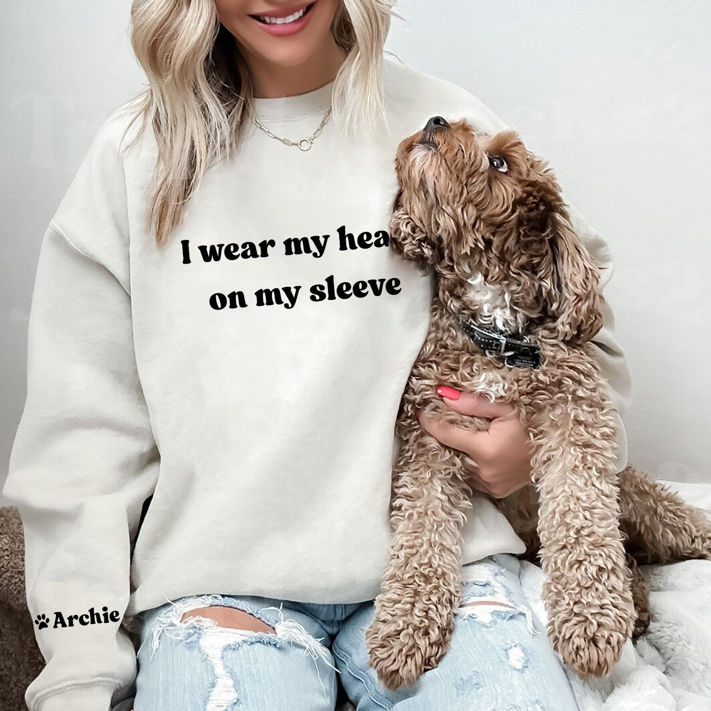 Hearts On Sleeve - Personalized Custom Sweatshirt
