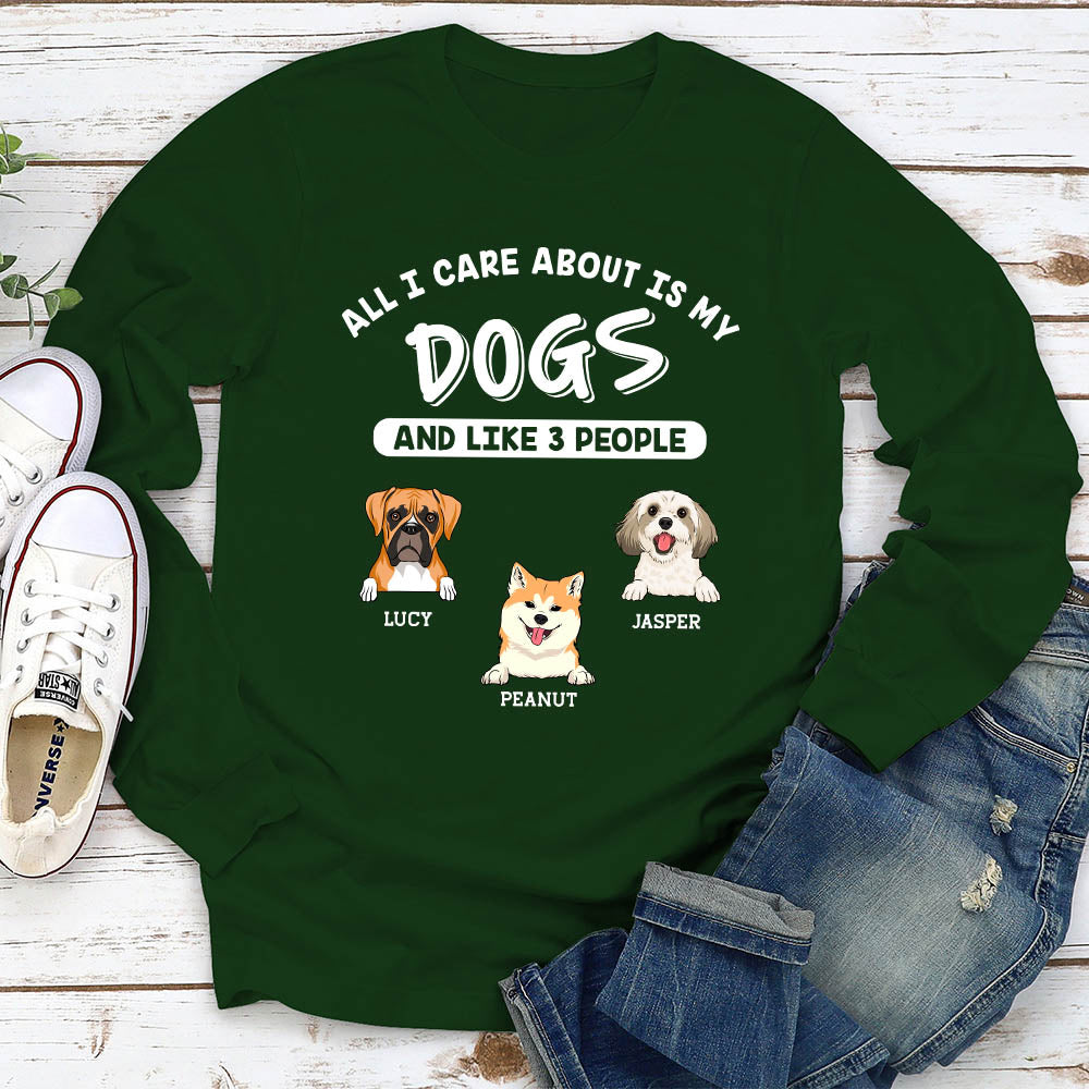 Dog And 3 People - Personalized Custom Long Sleeve T-shirt