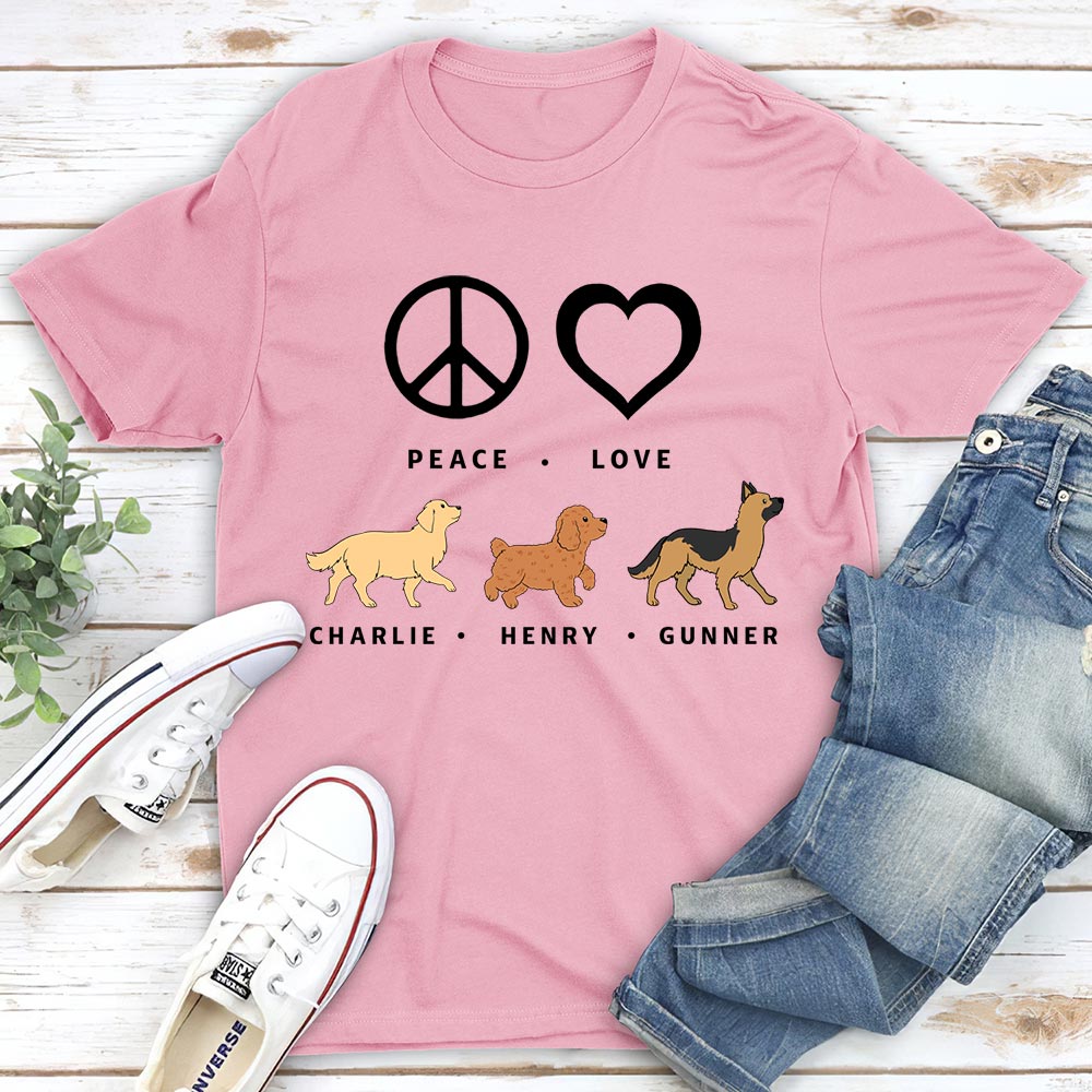 Peace Love Dog Pattern - Personalized Custom Unisex T-shirt