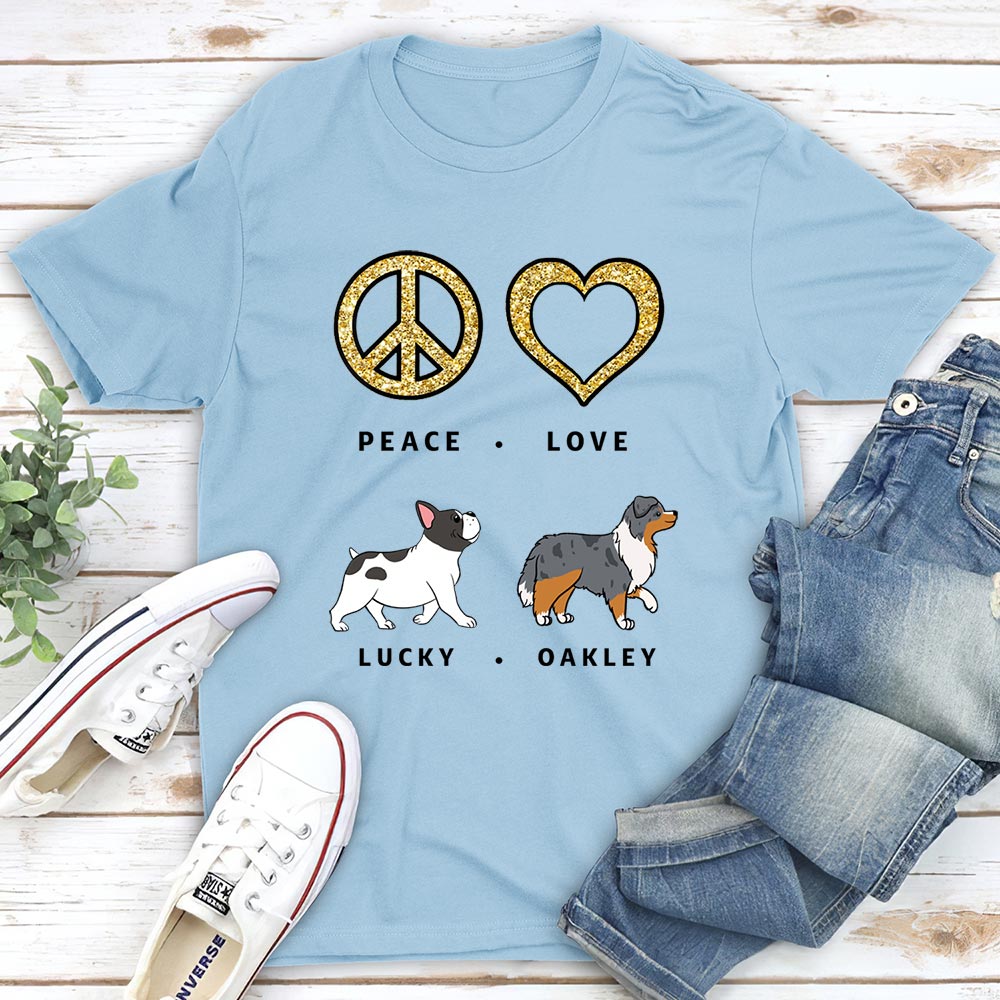 Peace Love Dog Pattern - Personalized Custom Unisex T-shirt