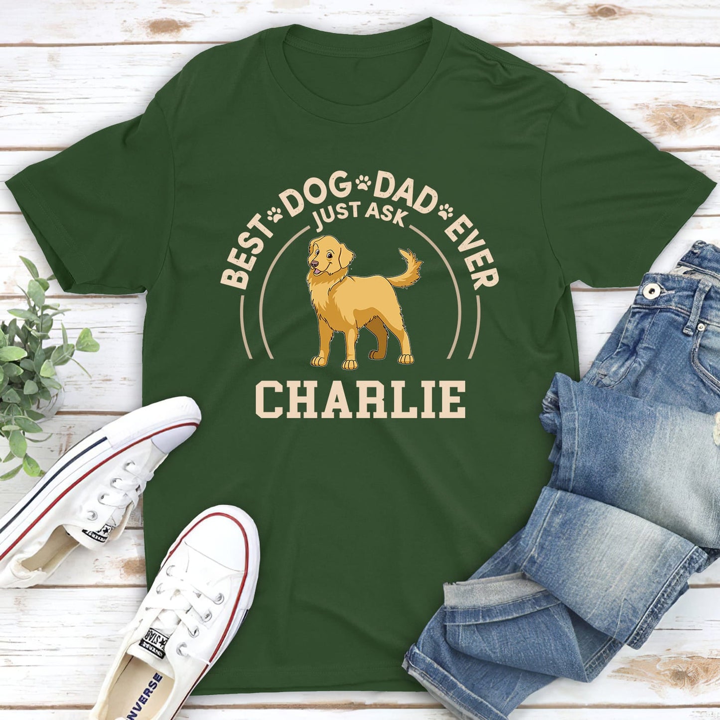 Dog Dad Circle - Personalized Custom Unisex T-shirt