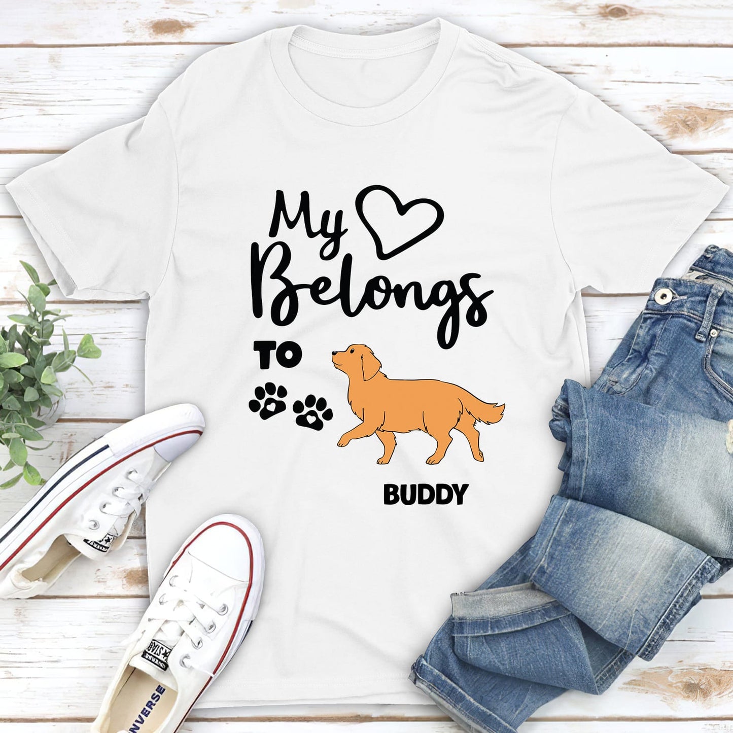 Heart Belongs To Dog - Personalized Custom Unisex T-shirt