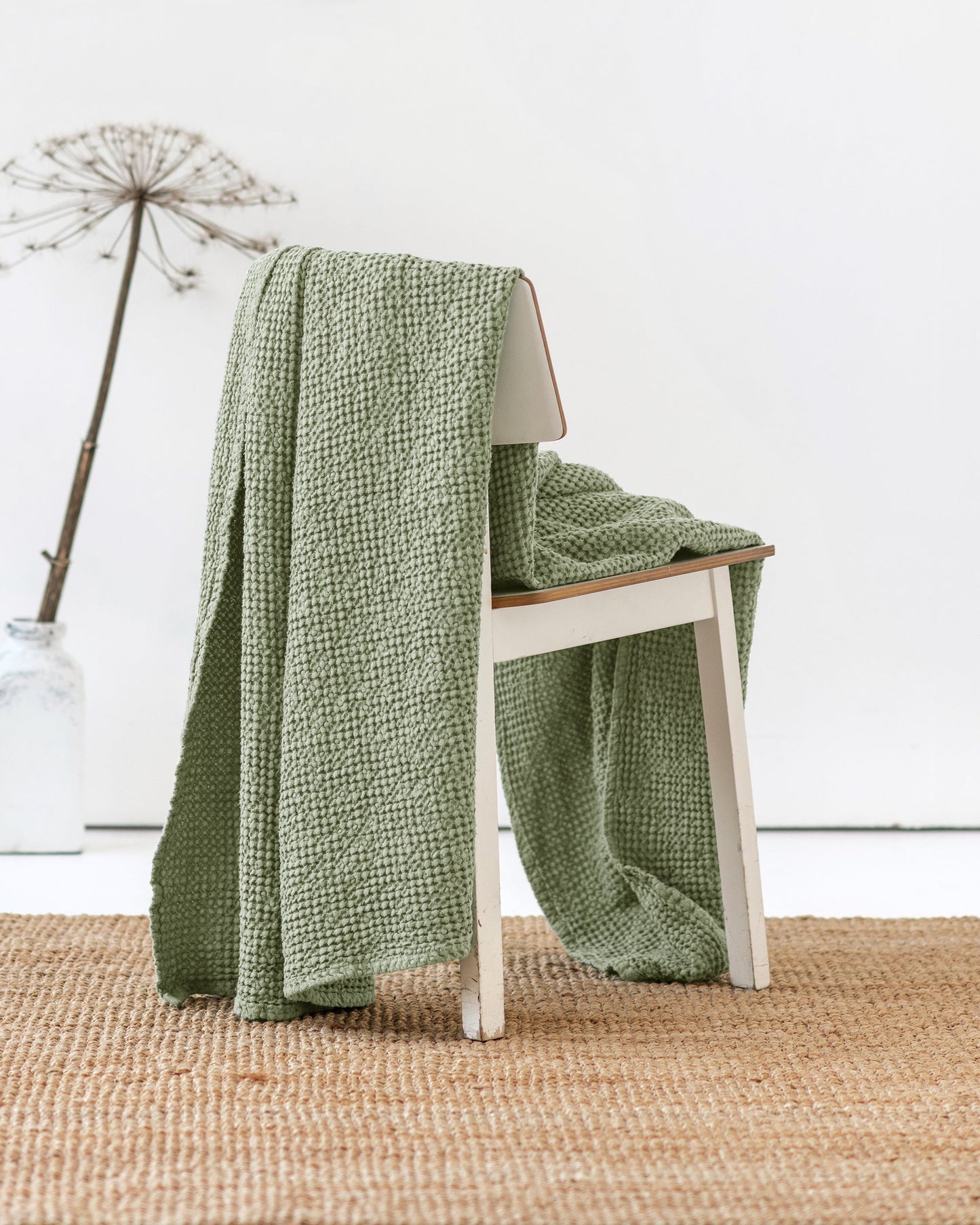 Pistachio green waffle throw blanket