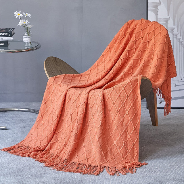 Nordic Plaid Tapestry Knitted Throw Thread Blankets