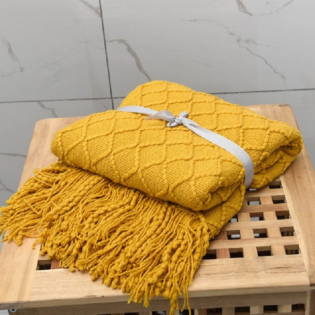 Nordic Plaid Tapestry Knitted Throw Thread Blankets