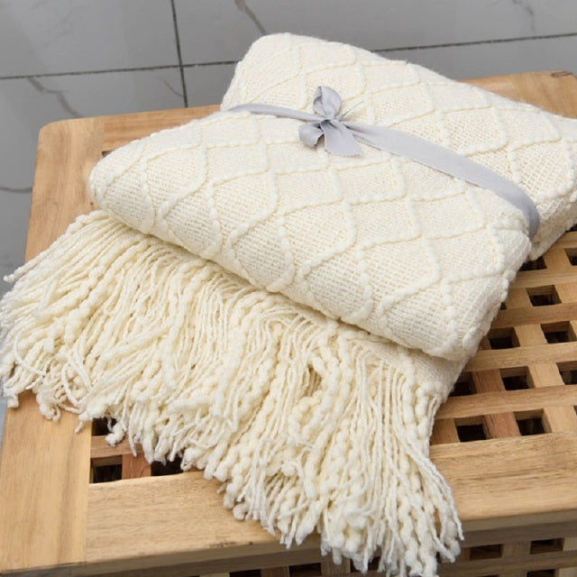 Nordic Plaid Tapestry Knitted Throw Thread Blankets