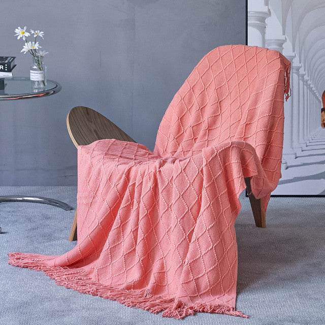 Nordic Plaid Tapestry Knitted Throw Thread Blankets
