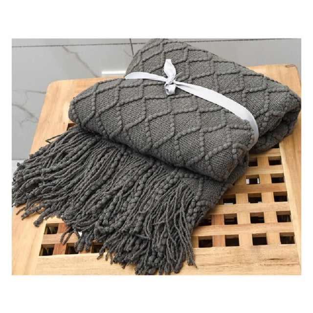 Nordic Plaid Tapestry Knitted Throw Thread Blankets