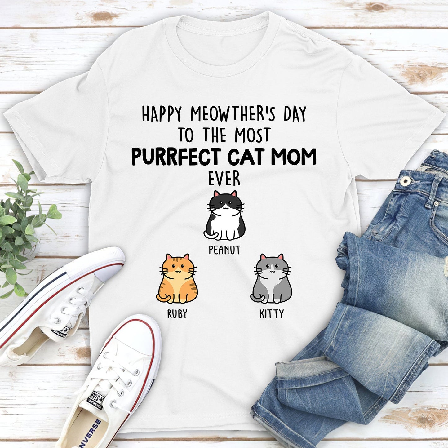 Purrfect Cat Mom - Personalized Custom Premium T-shirt