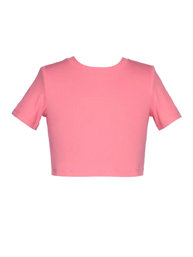 S/S Ribbed Crop Tee, (2 colors)