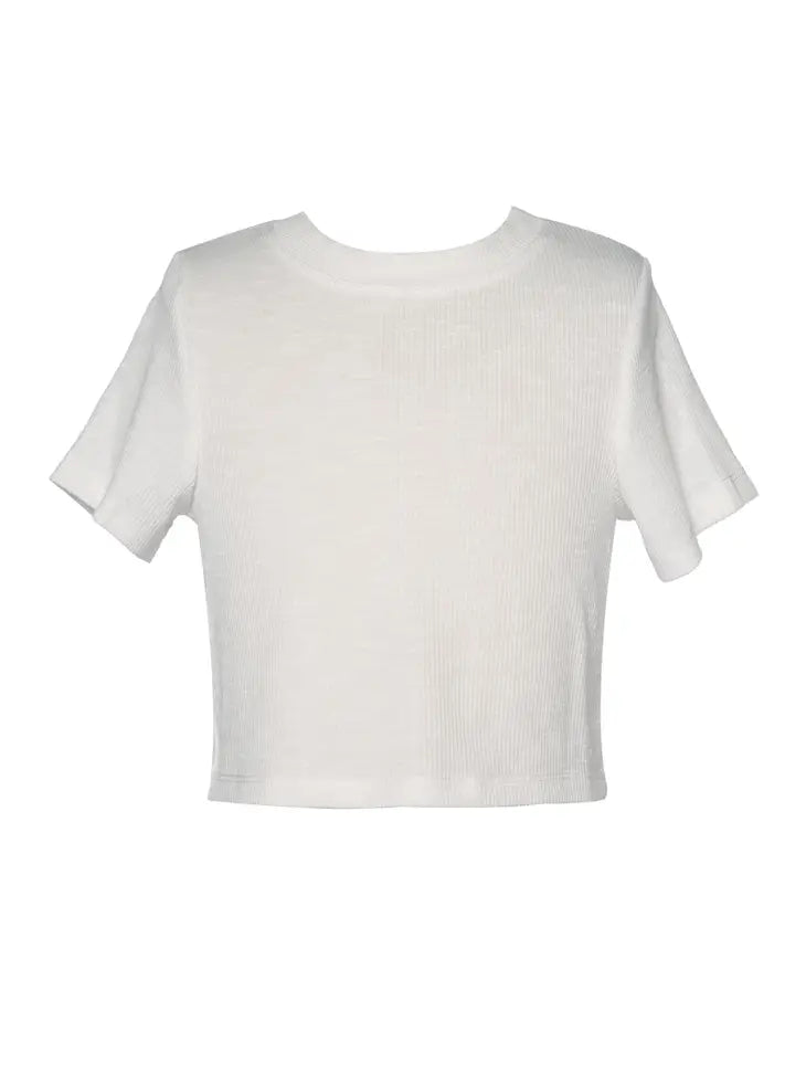 S/S Ribbed Crop Tee, (2 colors)