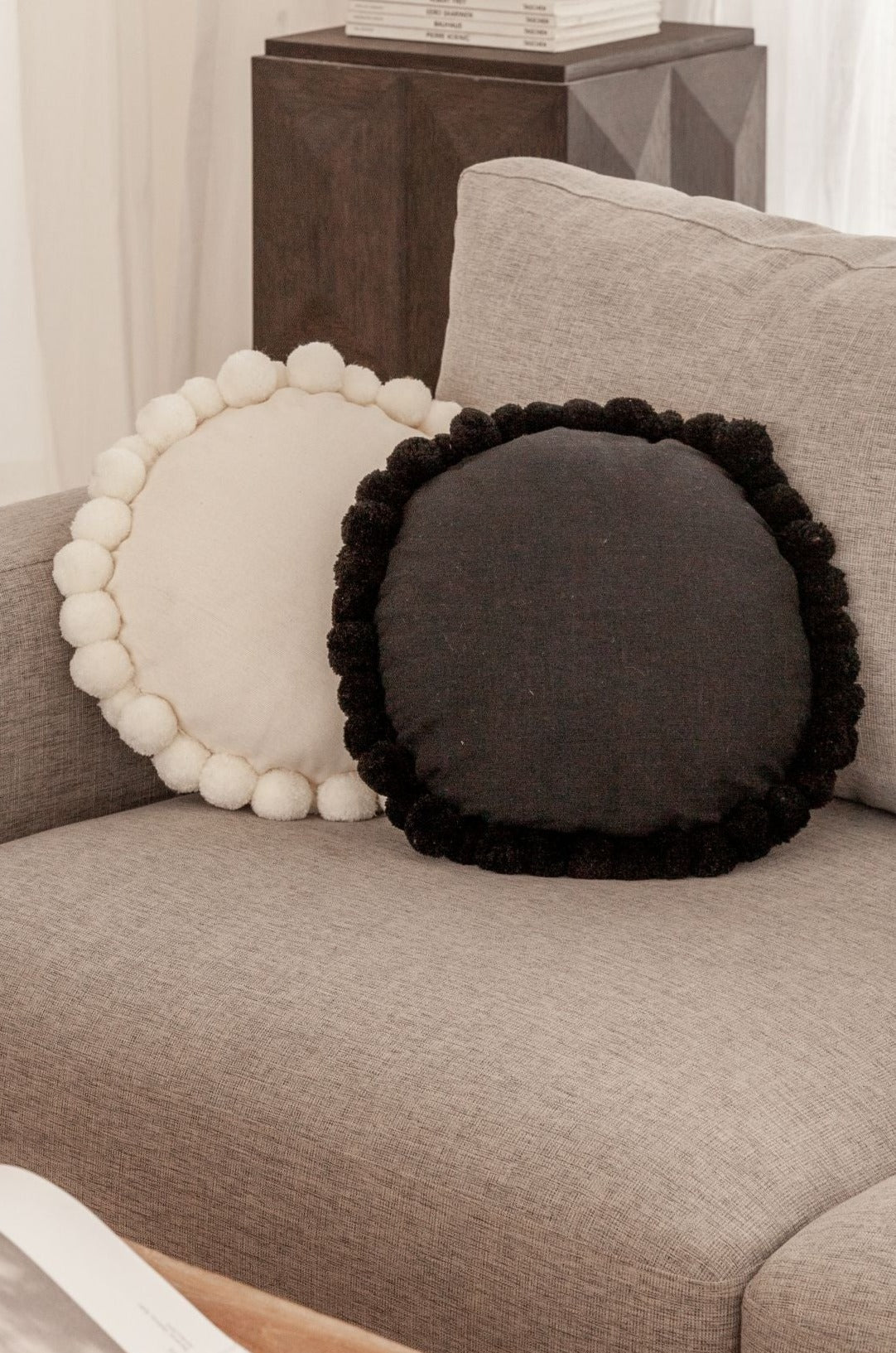 Round Pom Pom Throw Pillow Cover Throw Pillows Village Thrive