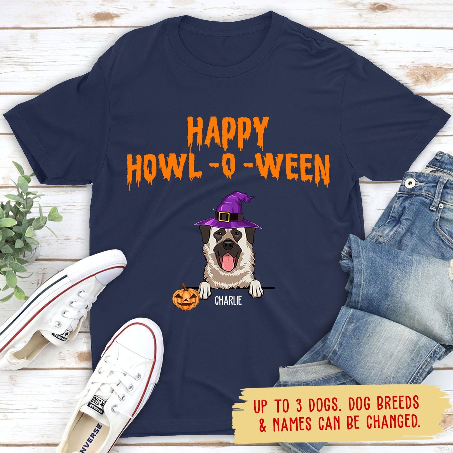 Happy Howl-O-Ween - Personalized Custom Unisex T-shirt