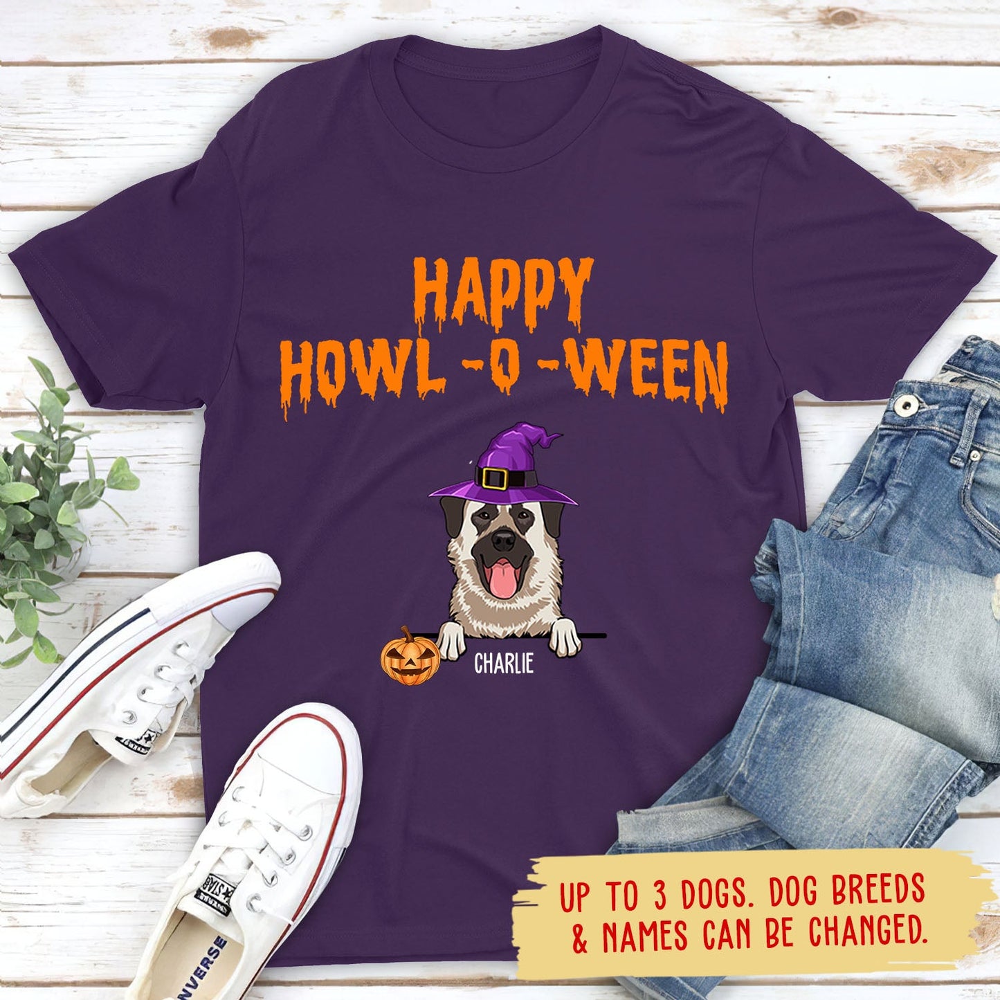 Happy Howl-O-Ween - Personalized Custom Unisex T-shirt