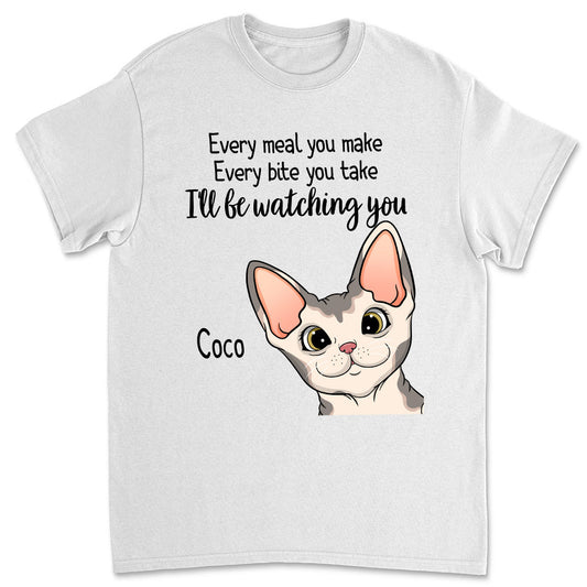 Watching You Peeking Cat - Personalized Custom Unisex T-shirt