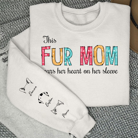Pet Mom Dad Hearts On Sleeve - Personalized Custom Sweatshirt