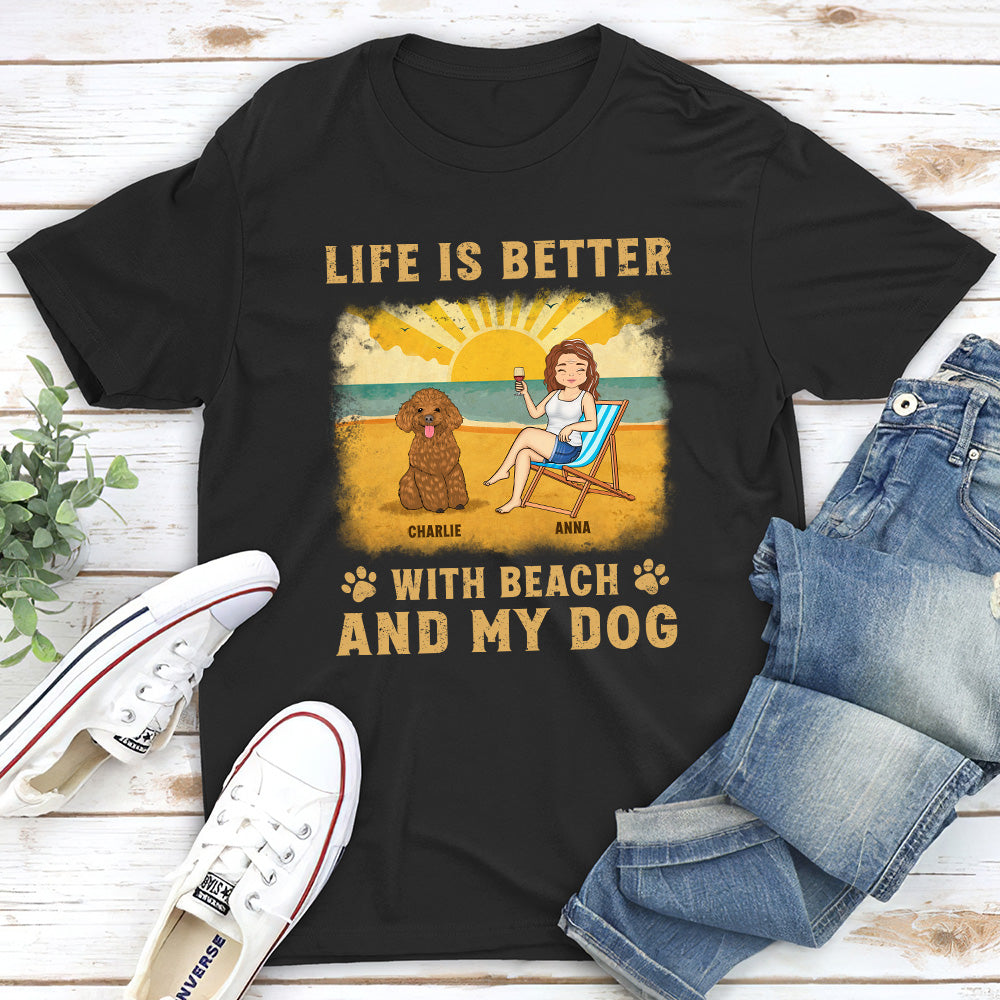 Beach And Dog - Personalized Custom Unisex T-shirt