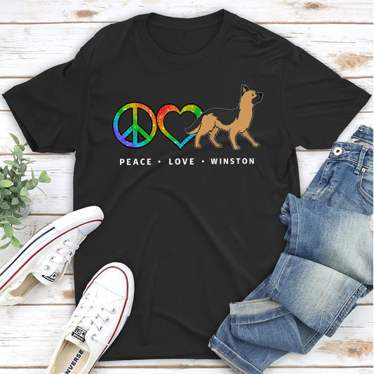 Peace Love Dog Pattern 2 - Personalized Custom Unisex T-shirt