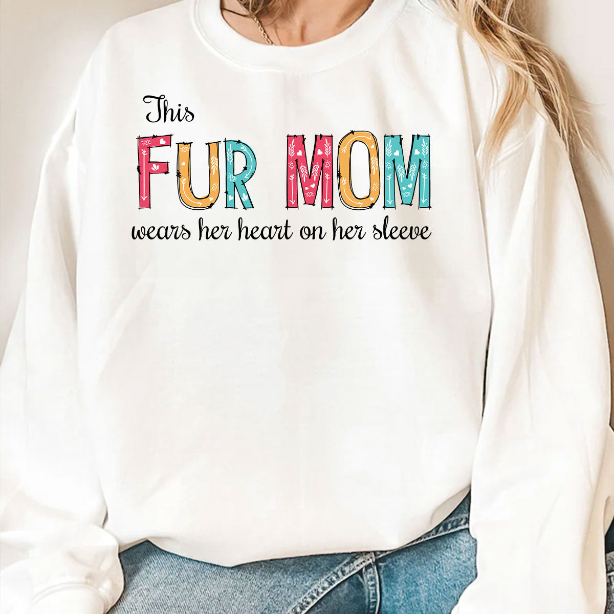 Pet Mom Dad Hearts On Sleeve - Personalized Custom Sweatshirt