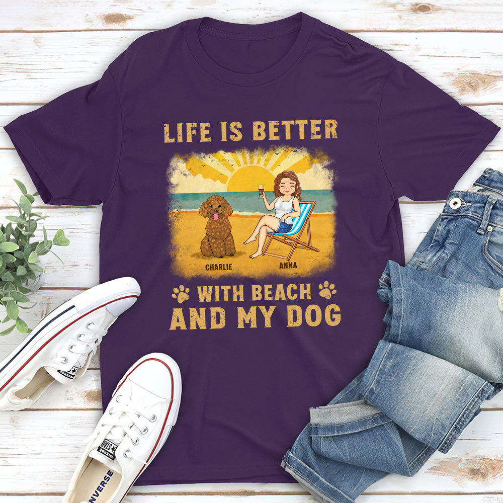 Beach And Dog - Personalized Custom Unisex T-shirt