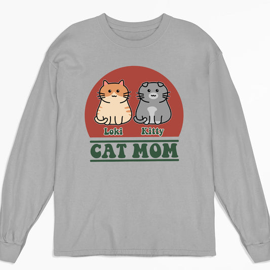 Cute Cat Mom - Personalized Custom Long Sleeve T-shirt
