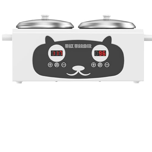 Qiiugirl Double Wax Warmer Professional Wax Pot Wax Machine Digital Display for Hair Removal,White