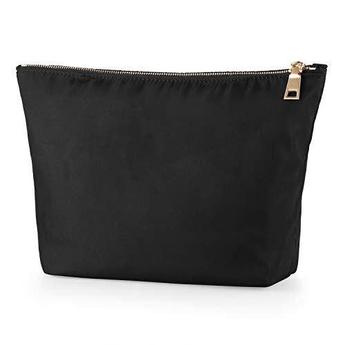 FOREGOER Cosmetic Pouch, Nylon Makeup Bags with Nylon Zipper,Travel Waterproof Toiletry Organizer, Portable Storage Case for Women Men Gifts (Large,Black)