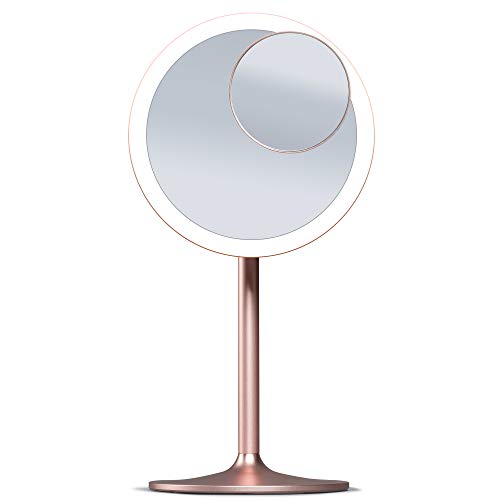 Fancii LED Lighted Makeup Mirror with 3 Light Settings, Rechargeable Vanity Mirror with 1x/ 10x Magnifications - Magnetic Detachable Aluminum Stand, Touch Sensor, for Tabletop or Travel (Nala)