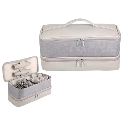 GENCAM Double-Layer Carrying Case for Shark Flexstyle, Travel Case for Shark 430/440 Flexstyle, Portable Storage Case for Shark Flexstyle/Dyson Airwrap Styler and Attachments (light gray)