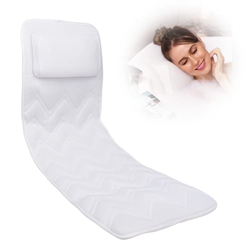 Full Body Bath Pillow, Bathtub Cushion Bubble Bathing Bed SPA Non-Slip 13 Strong Suction Cups Support for Head Neck Back Spine Tailbone Christmas Mother DayGifts
