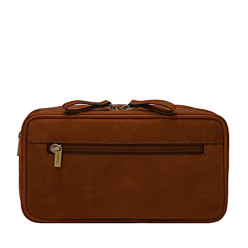 Fossil Leather Travel Toiletry Bag Shave Dopp Kit , Medium Brown (Model: MLG0723210)